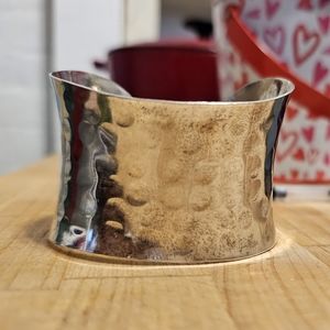 Hammered Silverplate Concave Cuff Bracelet
